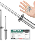 210 Piece Blind Rivet Kit Eight Sizes 1 Eighth And 3 Sixteenths Inch With Aluminum Grip And Steel Mandrel shown with packaging
