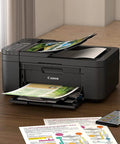 No Sweat Setup All In One Wireless Printer With Auto Document Feeder Built In Fax Copier Scanner For Home Office printing colorful documents.