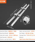 Heavy Duty Linear Rail Kit With 2 1200mm Rails And 4 SBR20UU Carriage Blocks for DIY CNC Routers, dimensions and materials shown