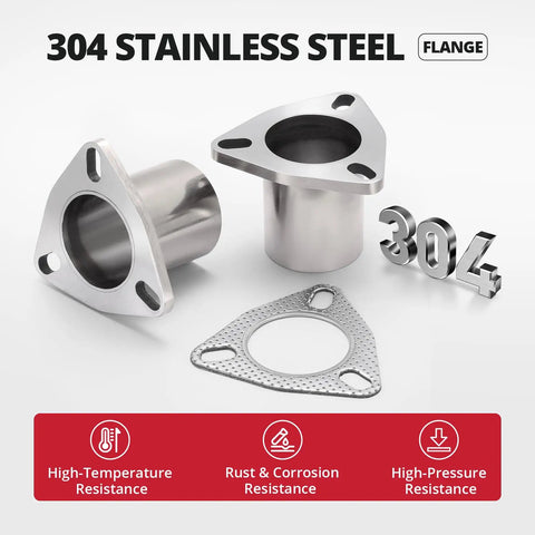Beefy 3 Bolt Exhaust Flange Repair Kit With 304 Stainless Steel Pipes Gaskets For Universal Cars and Trucks