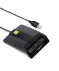 CAC Card Reader for DOD Military USB Common Access Card Reader for Mac and Windows, horizontal view with USB connector