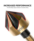 Close-up of 3/4 inch Pro Grade Countersink Drill Bit Set for Wood and Metal with five flute design and M2 High Speed Steel