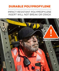 Worker in safety gear under shelves wearing Skullerz 8945 Universal Bump Cap Gray With Flexible Two Way Design And Trim To Fit