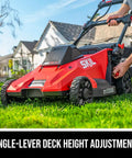 PWR CORE 40 Brushless 40V 20 Inch Self Propelled Lawn Mower Kit With 6.0Ah Battery shown in residential yard