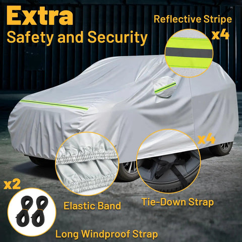 All Weather SUV Car Cover 6 Layer Heavy Duty Waterproof With Inner Cotton Lining 188 To 198 Inch Universal Fit For Outdoor Use