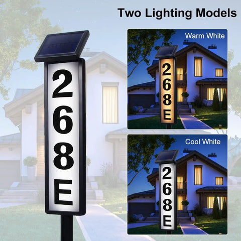Solar Address Sign Lighted Outdoor House Numbers Plaque Waterproof No Fuss Setup For House Yard Garden Easily Visible At Night
