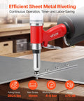 Heavy Duty Pneumatic Rivet Gun Kit With Five Jaw Sets For Quick Fastening Hella Durable Air Riveter in action on sheet metal