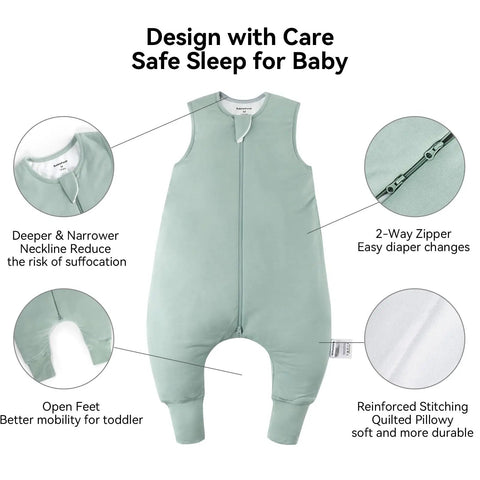 Ultra Soft Bamboo Rayon Toddler Sleep Sack With Feet 12-24 Months 1.0 Tog Lightweight Wearable Blanket Sleep Bag With Legs