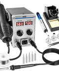 2 In 1 Soldering Station With SMD Hot Air Rework, LED Dual Digital Display, Heat Gun And Solder Iron Kit