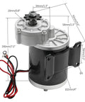 48V 600W brushed DC gear motor with mounting bracket and wiring for DIY go-kart or quad.