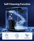 Self-cleaning function of Dope Nugget Ice Maker 40 Lbs Per Day Countertop Ice Machine With Soft Chewable Ice, transparent water flow.