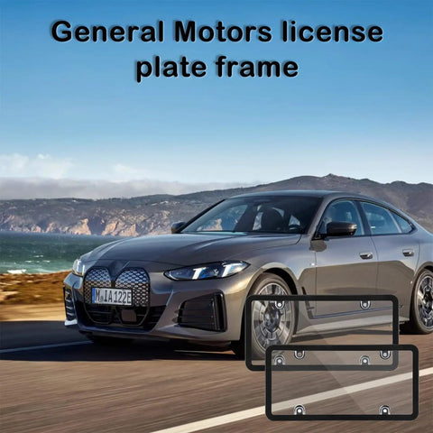 Gray Framed Bubble License Plate Cover Set 2 Pack Curved ABS Shield For 12x6 US Plates with car background
