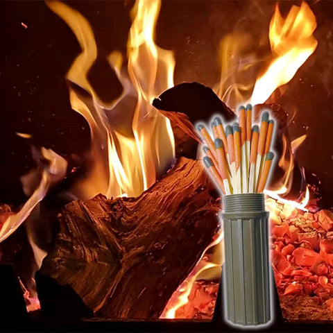 Windproof And Waterproof Storm Matches In A Durable Waterproof Case With Wax Rope For All Weather Fire Starting Ideal Survival Gear