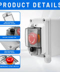 Rugged IP67 Emergency Stop Button With Box for Outdoor Use, 660V 10A E Stop Switch with Clear Cover, Waterproof ABS Enclosure
