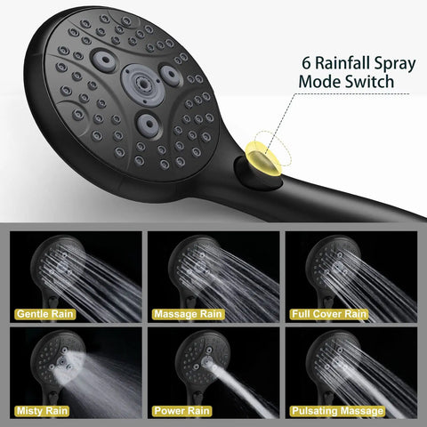 7 Setting Handheld Shower Head With On Off Pause Switch For No Fuss Water Control High Pressure 4.8 Inch Shower Head with spray modes