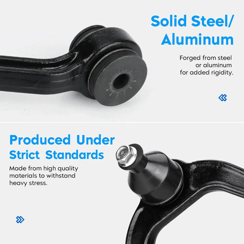 Beefed Up Front Upper Control Arm With Ball Joint Universal Fit For Chevy Silverado Cadillac Escalade ESV EXT Avalanche Express Suburban Tahoe GMC Savana Sierra Yukon XL 1500 2500 1999 To 2006, steel and aluminum ball joint detail