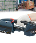 Handheld Automatic Strapping Machine For Pp Pet Packing With 4000Mah Battery Power And Lcd Screen Easy Melting Cut Tool For Pallet Box Bundling No Sweat Operations held in gloved hand