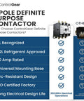 Three Pole 120V Coil Definite Purpose Contactor For HVAC With 30 Amp Rating UL Recognized For A2L Refrigerants