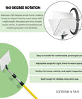 Flex Vue Inspection Mirror With Threaded Adapter For Three Quarter Inch Poles, Eight Inch By Ten Inch, One Eighth Inch Acrylic Mirror Swivels 180 Degrees, Durable High Impact Resistance For Tight Corners And Hard To Reach Areas