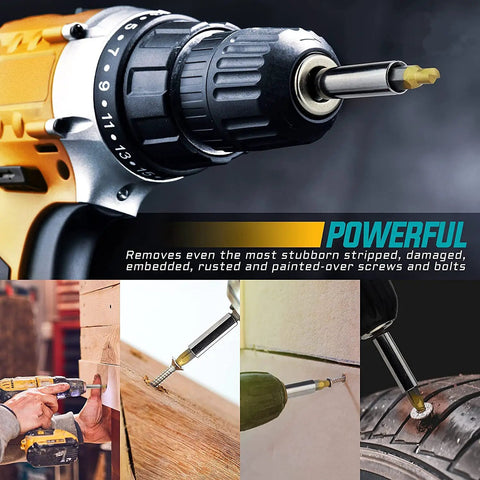 22 Piece Titanium Screw Extractor Set For Stripped Screws And Bolts Reverses Damaged Threads With Any Drill in action