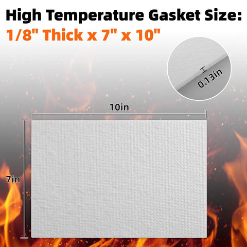 Front view of white high-temperature gasket paper sheet, 7 in x 10 in, 1/8 in thick ceramic fiber alternative
