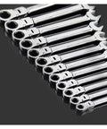 Heavy Duty Ratchet Spanner Set 12 Piece Mirror Finish Wrenches For Home Garage And Car Repair Universal Wrench Kit