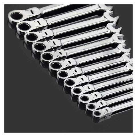 Heavy Duty Ratchet Spanner Set 12 Piece Mirror Finish Wrenches For Home Garage And Car Repair Universal Wrench Kit