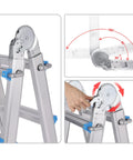 10ft A Frame Folding Ladder For Home And DIY Easy Fold Adjustable Multi-Position Aluminum Extension Ladder For Stairs