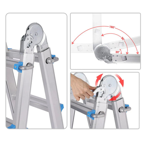10ft A Frame Folding Ladder For Home And DIY Easy Fold Adjustable Multi-Position Aluminum Extension Ladder For Stairs