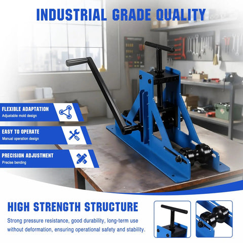 Boost Your Shop Game With This Heavy Duty Manual Tube Roller Bender Featuring Six Precision Dies For Flawless Round And Square Pipe Bends On Steel Copper And Aluminum Without Breaking A Sweat