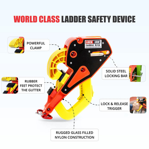 Roof Ladder Stabilizer Hook For Gutter With Slide Lock Instantly Secures Ladders In 5 Seconds Preventing Shifts And Falls