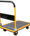 Heavy Duty Foldable Platform Cart A Real Workhorse With 330 Lb Capacity Push Dolly Four Inch Swivel Casters And Padded Handle Yellow And Black Utility Cart For Home Warehouse Garage Office Moving, foldable steel platform