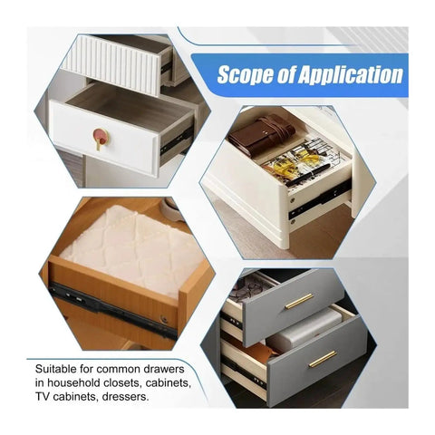 Beefy Black Bottom Mount Drawer Slides That Glide Smooth As Glass Hidden Undermount Cabinet Hardware installed in various drawer setups.