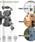 Rock Solid Gate Latch With Pull Cable Quick Release Two Sided Lockable Exterior Door Fixture For Wood Vinyl Or Steel Fences Matte Black on different gates.