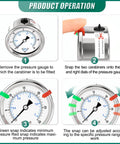 Product operation steps for Stainless Steel Dry Pressure Gauge 0-30 Psi With 2 Inch Dial Back Mount One Eighth Inch NPT Dual Scale