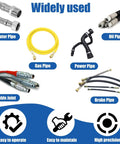 Image showing various pipes including water, gas, oil, and brake pipes for Professional Electric Hydraulic Hose Crimper And Swaging Tool.