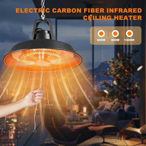 Infrared Outdoor Patio Heater For Deck And Gazebo 1500W Ceiling Mounted Or Hanging Carbon Fiber Radiant Heat indoor view