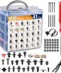 Must Have 941Pcs Car Retainer Clips And Auto Body Fasteners Kit with storage box, removers, and nylon clips shown