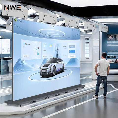No Sweat Setup 80 Inch P1.86 Led Digital Signage Display With Smart Publishing Suite And Rugged Flight Case Foldable Ad Kiosk Video Wall showing a user interacting with the screen.