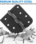 Matte Black 4 Inch Square Door Hinges With Rounded Corners Heavy Duty Interior And Exterior Cabinet Hardware on a flat surface.