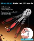 Practical ratchet wrench with 24 teeth design, forward/reverse switch, part of Heavy Duty 1000 Newton Meter Cordless Impact Wrench Kit