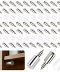 50 Pcs Heavy Duty Cabinet Shelf Support Pegs With Non Slip Silicone Sleeves And No Fuss Install Rust Resistant Metal Bracket Kit For Closets Bookcases And Pantries arranged with details showing pegs and silicone sleeves.