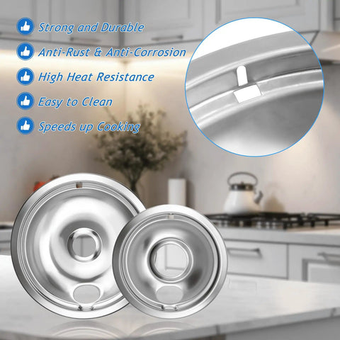 Electric Stove Drip Pan Covers Replacement For W10278125 4 Pack With Two 6 Inch And Two 8 Inch Burner Pan Liners