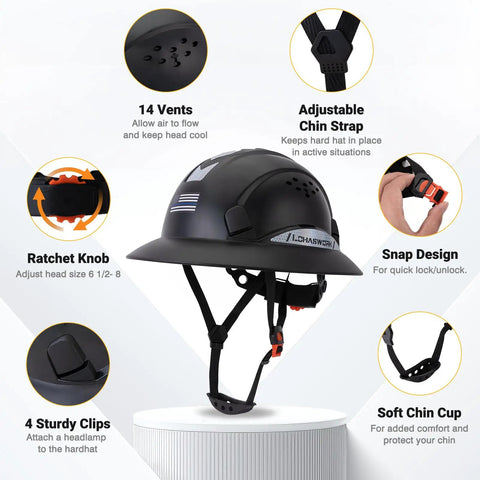Top Notch Full Brim Hard Hat Featuring Vented Construction And Six Point Suspension For Legit Ansi Z89.1 Type 1 Class C Job Site Protection. Kickass Abs Shell Offers Cooling Comfort Plus All Weather Sun And Rain Shielding.