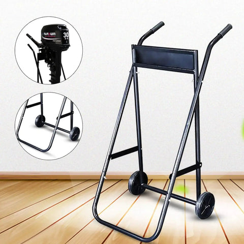 Heavy Duty Outboard Motor Stand Carrier Dolly For Boats And Inflatable Yachts, Steel Frame Trolley, 110 Lb Capacity