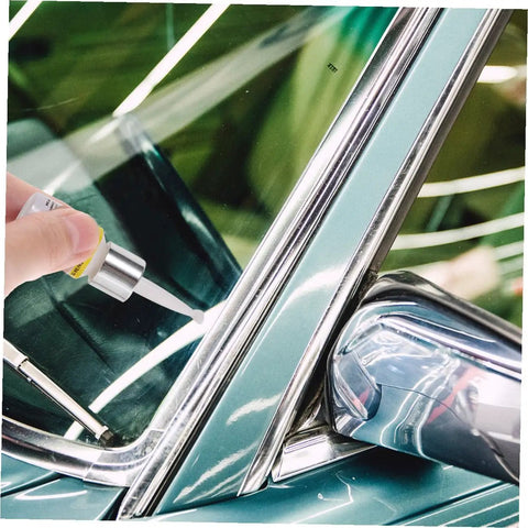 Applying DIY Windshield Repair Kit For Long Cracks And Scratches Resin Based Glass Repair Tool Quick Fix At Home Auto Glass Repair Set