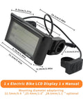 SW900 LCD Display Meter for Electric Bikes and Scooters showing dimensions and mounting options