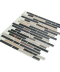 Self Adhesive Peel And Stick 12x12 Inch Wall Tiles, 10 Tiles, arranged in shiny brown and black mosaic pattern