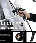 Built Tough Premium LVLP Paint Spray Gun Featuring Slick Teflon Coated Aluminum Body With Three Interchangeable Tips delivering spray finish.