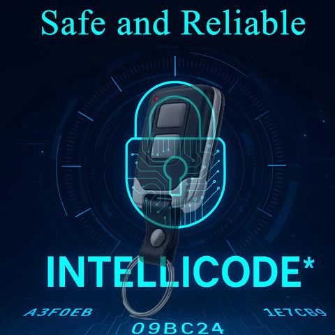 Replacement Intellicode Garage Door Opener Remote For 1995 Overhead Openers Fits G3T with security graphics and keychain.